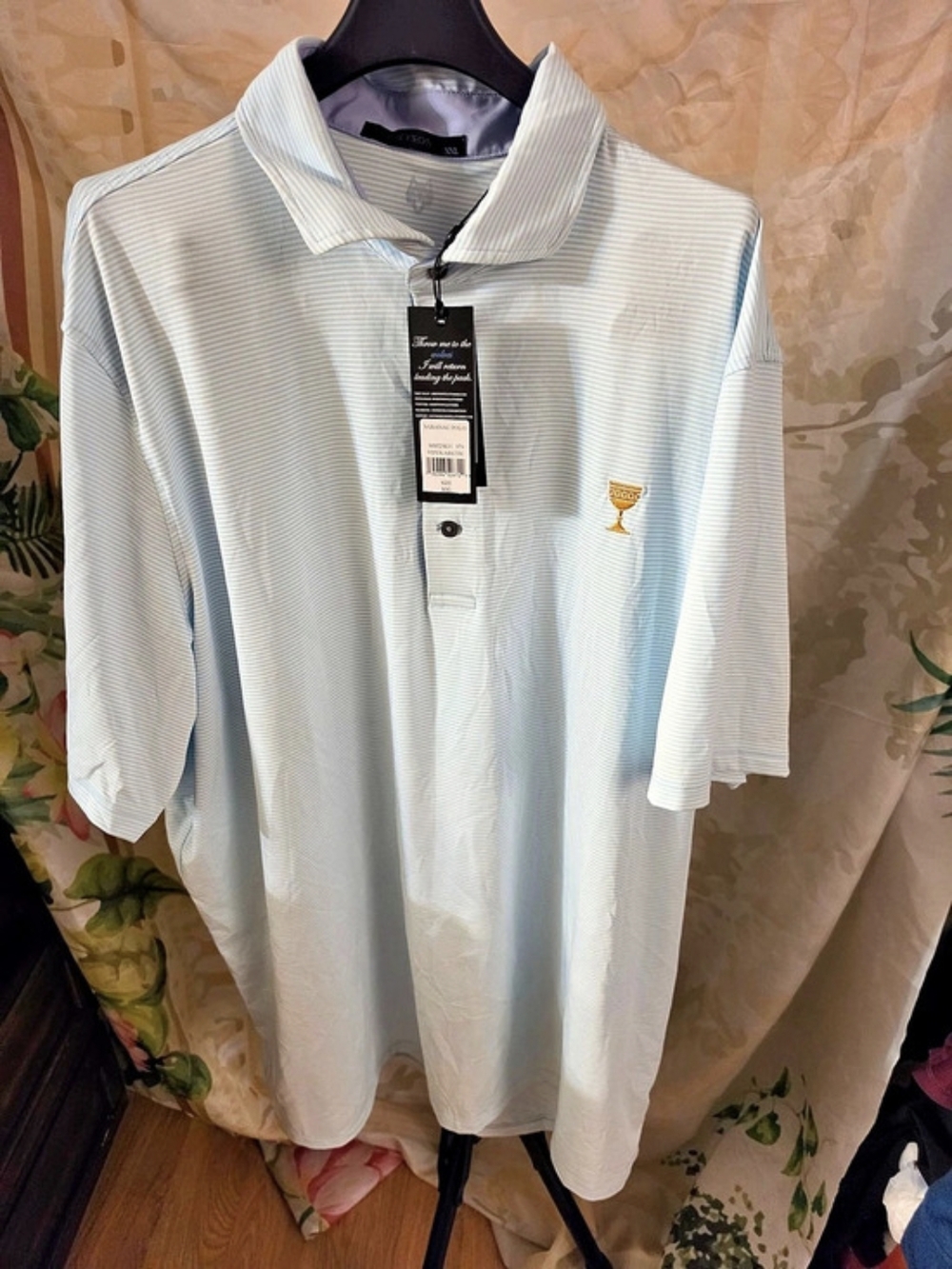 Greyson Saranac Polo Striped Blue & White XXL